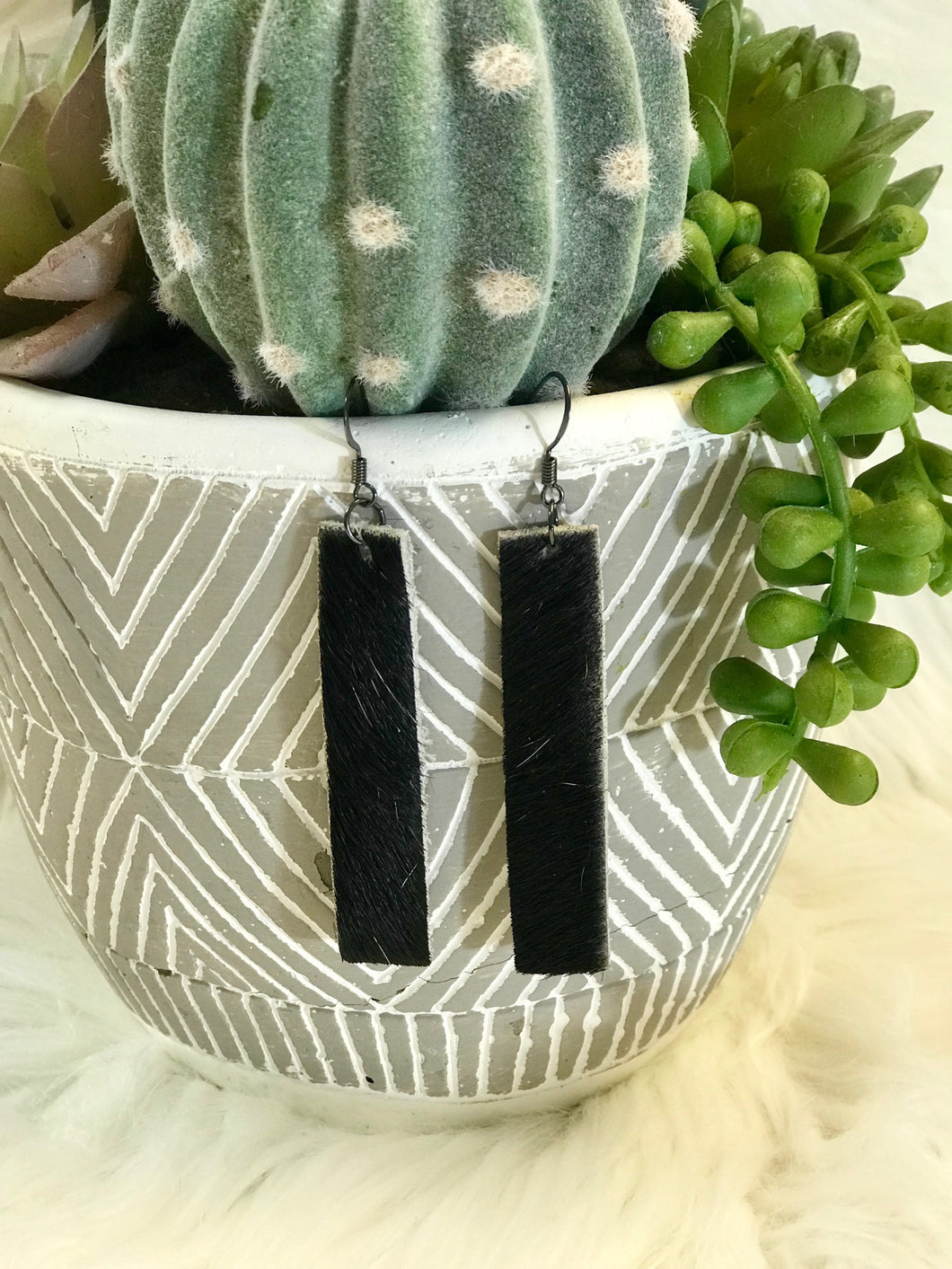 Hide on black bar earrings