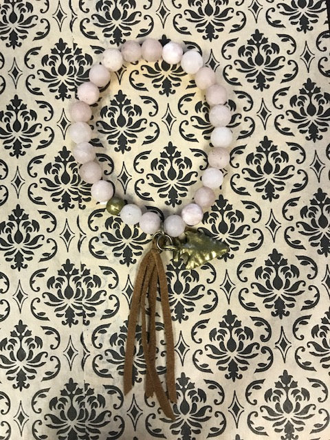 Pink Arrowhead Tassel Bracelet