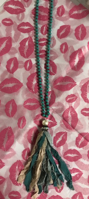 Vintage Turquoise Fabric Tassel