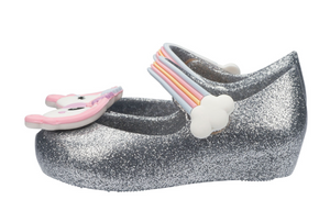 Mini Melissa Ultragirl Unicorn Silver Glitz Mary Jane Flat