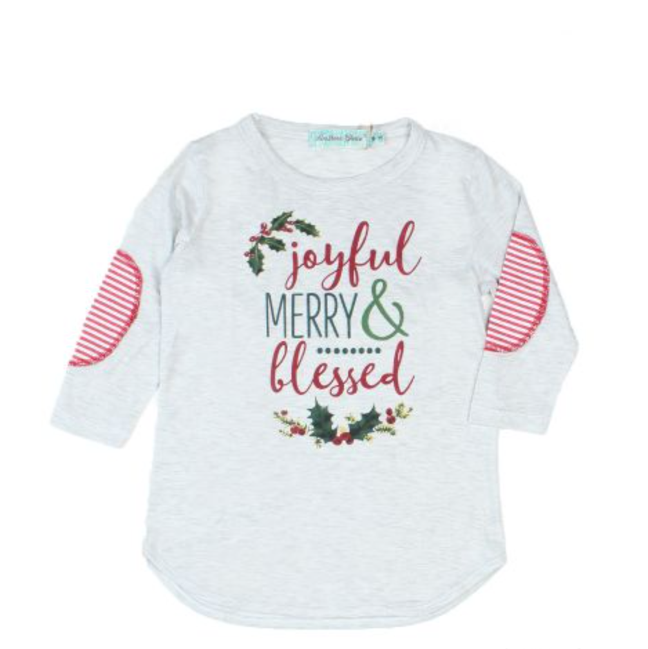 Girls Joyful Merry & Blessed Top