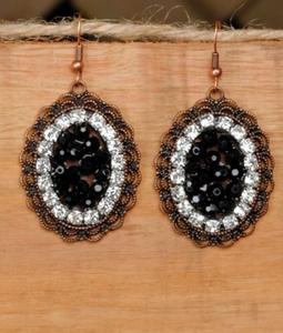 Black Oval Pendant Earrings