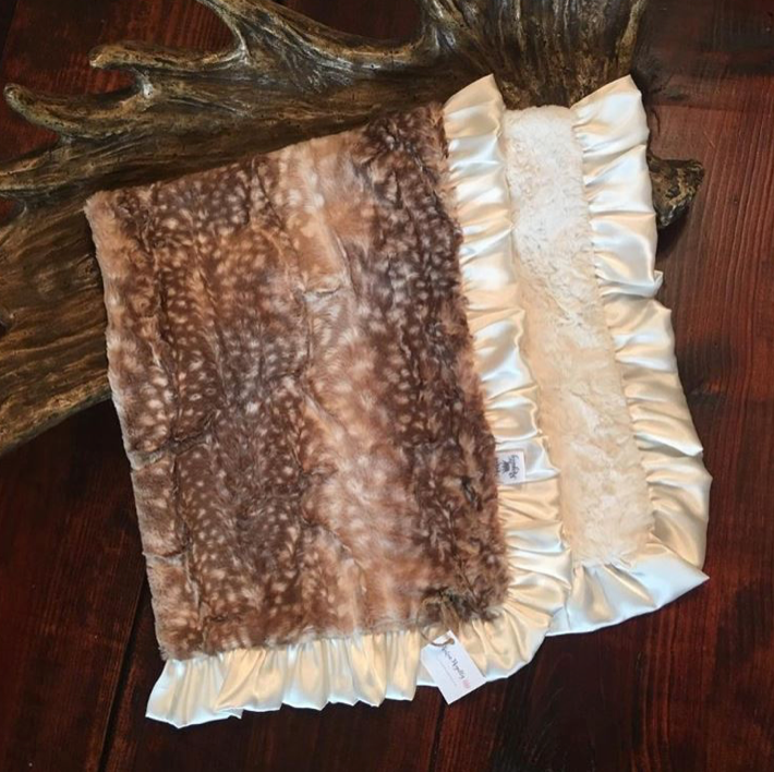 Fawn Satin Ruffle Blanket