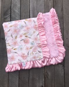 Braelynn's Sweet Blossom Satin Ruffle Blanket
