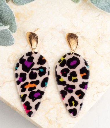 Drop of Perfection MultiColored Leopard Earrings