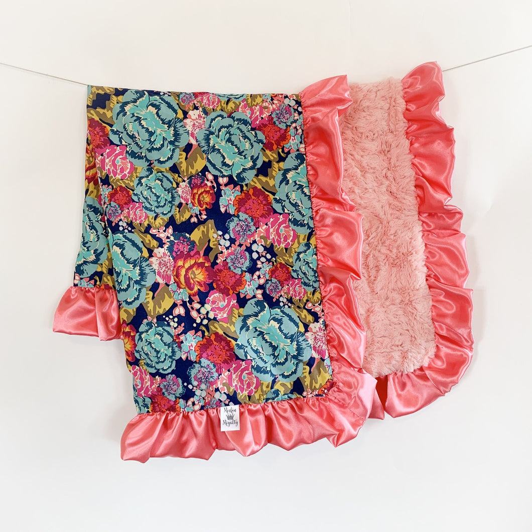 Everleigh Floral Satin Ruffle Blanket