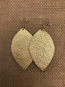 Gold Leather Leaf Earrings