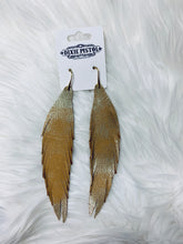 Bronze Blasted Leather Feather Earrings